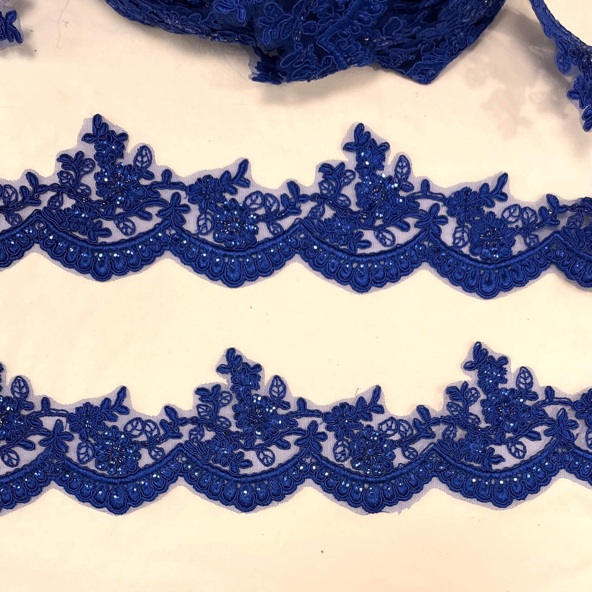 Embroidered Floral Beaded Lace Trim