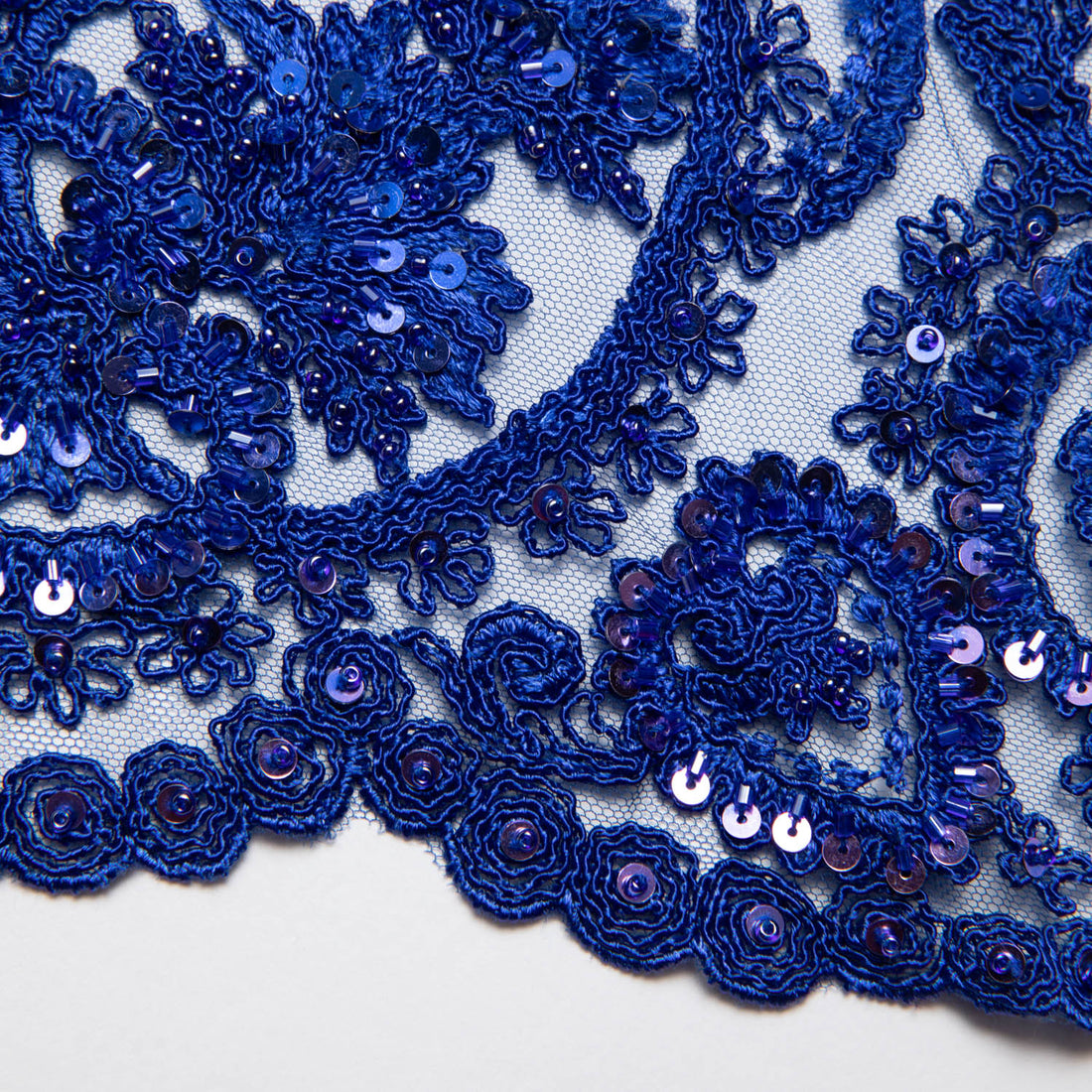 1 Yard 52" Wide Tulle Lace Fabric Embroidered with Beautiful Floral Sequin Patterns