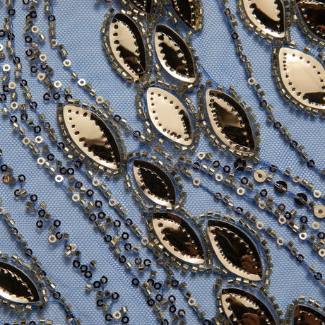 1 Yard Embroidered Tulle Lace Fabric with Sophisticated Pattern, 52" Wide