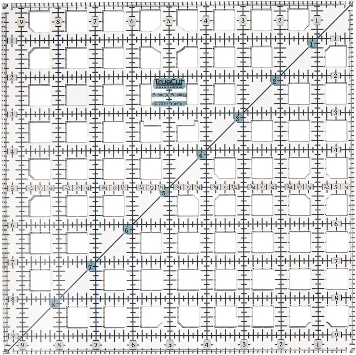 Acrylic Quilting Ruler 9-1/2in x 9-1/2in