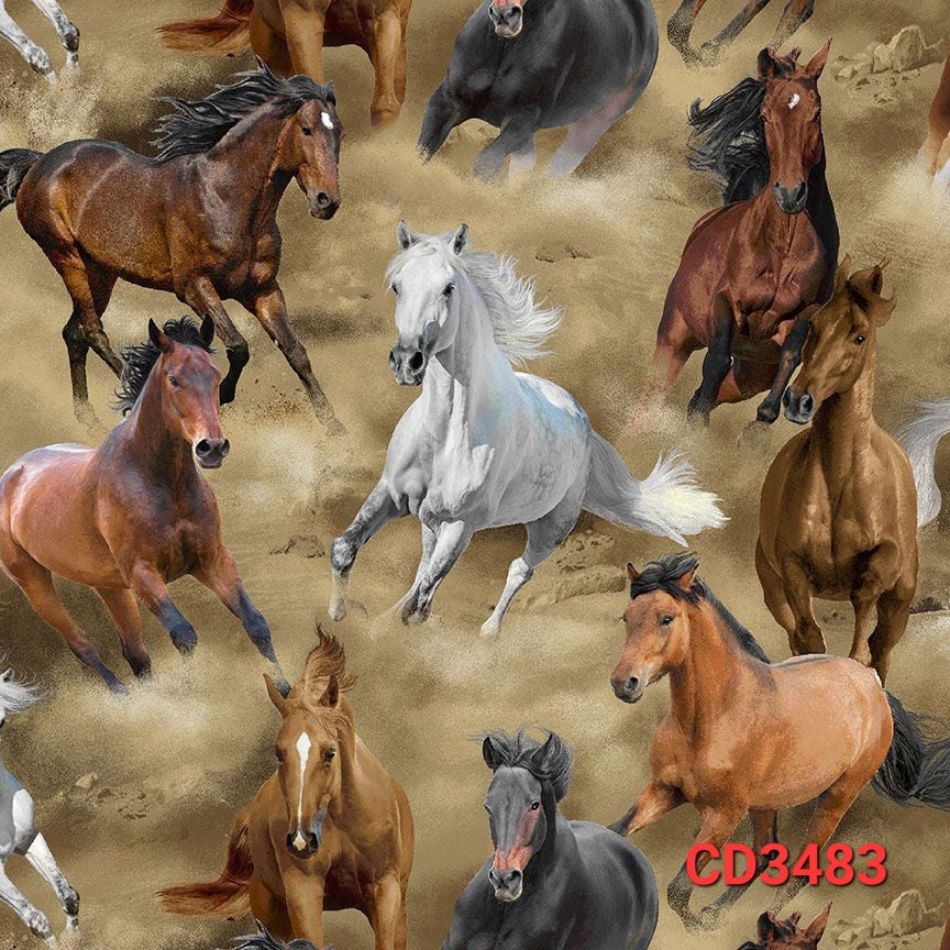 Quilting Cotton Running Horses Timeless Treasures