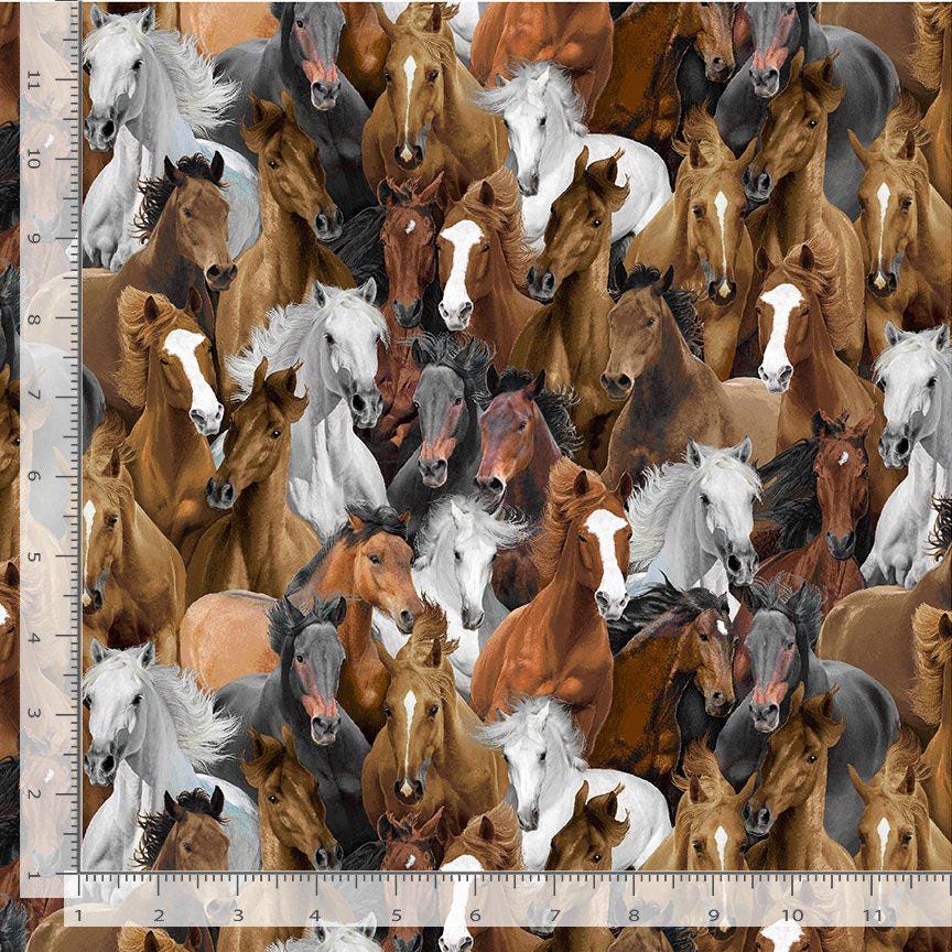 Quilting Cotton Running Horses Timeless Treasures