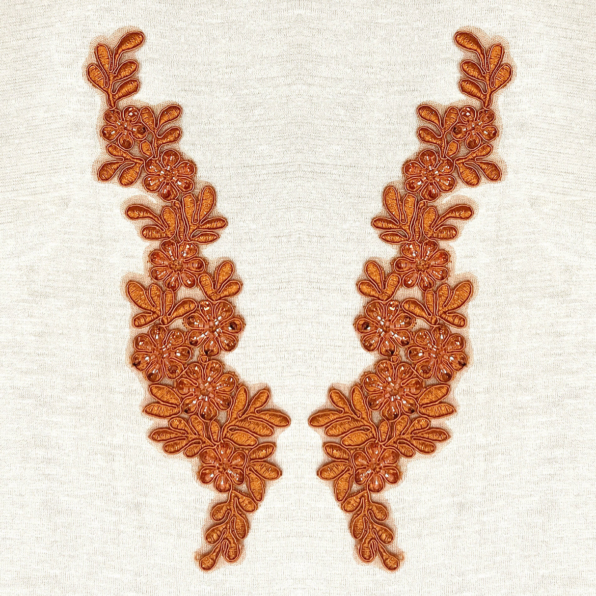 Beaded Corded Floral Lace Applique