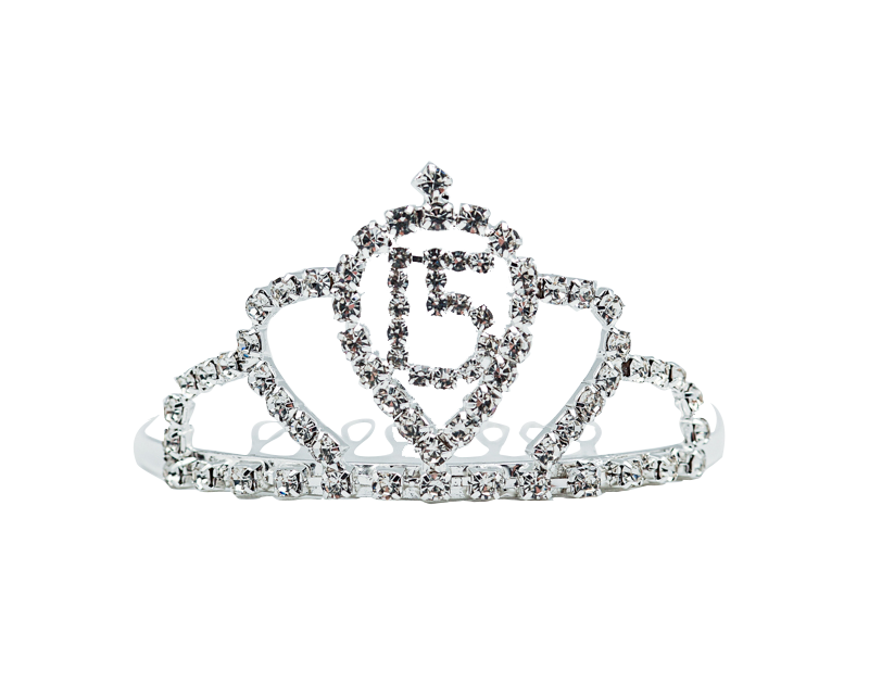 1 1/4" × 2 3/4" Silver Mini Quinceañera Tiara with Clear Rhinestones – Pack of 12