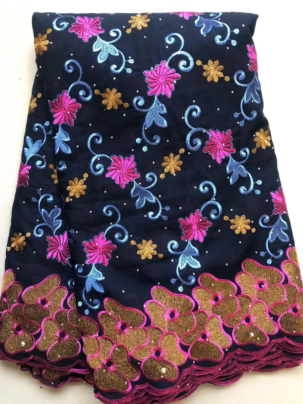 Wholesale Cotton African Lace Fabric 2023 High Quality Swiss Voile Lace Fabric Nigerian Dry Lace Fabrics With Stones Wedding Sew