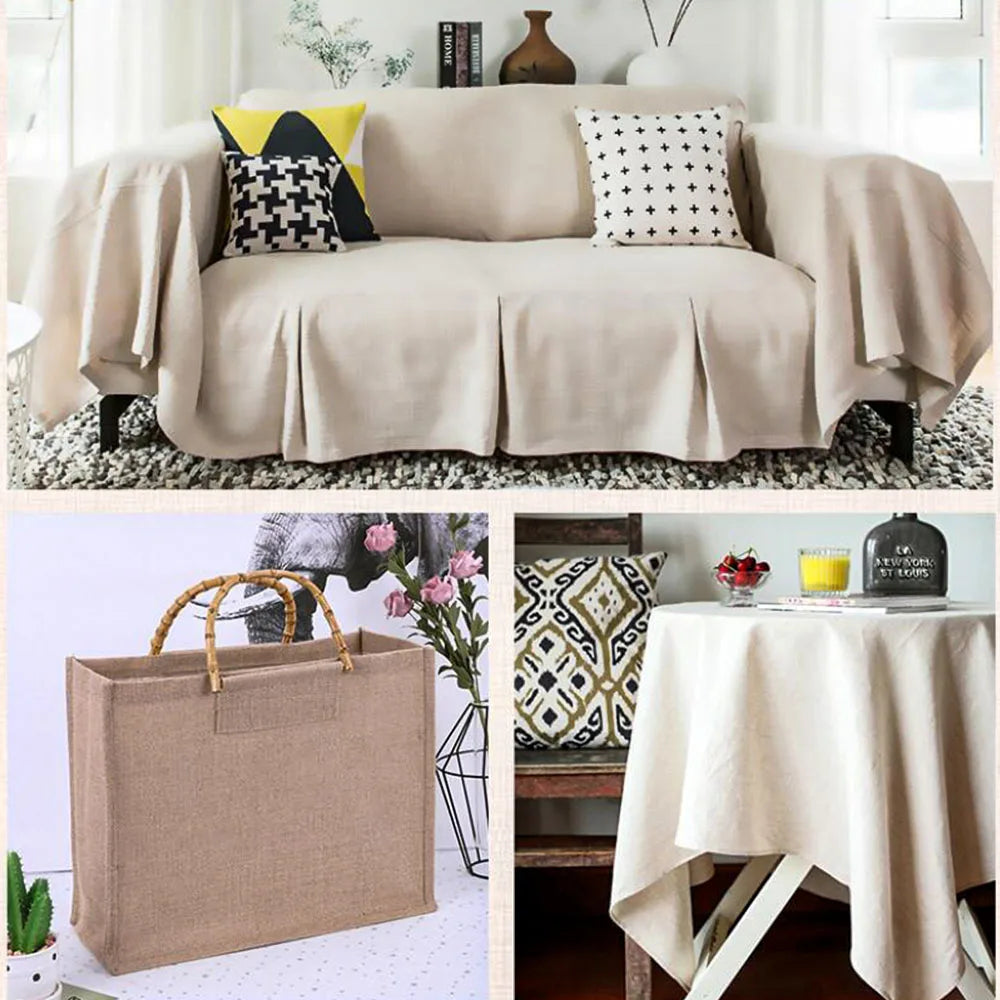 Raw Cloth Patchwork Painting Hemp Cotton Linen Fabric Burlap Sewing Textile Quilting Organic Material Craft Decoration 50x150cm