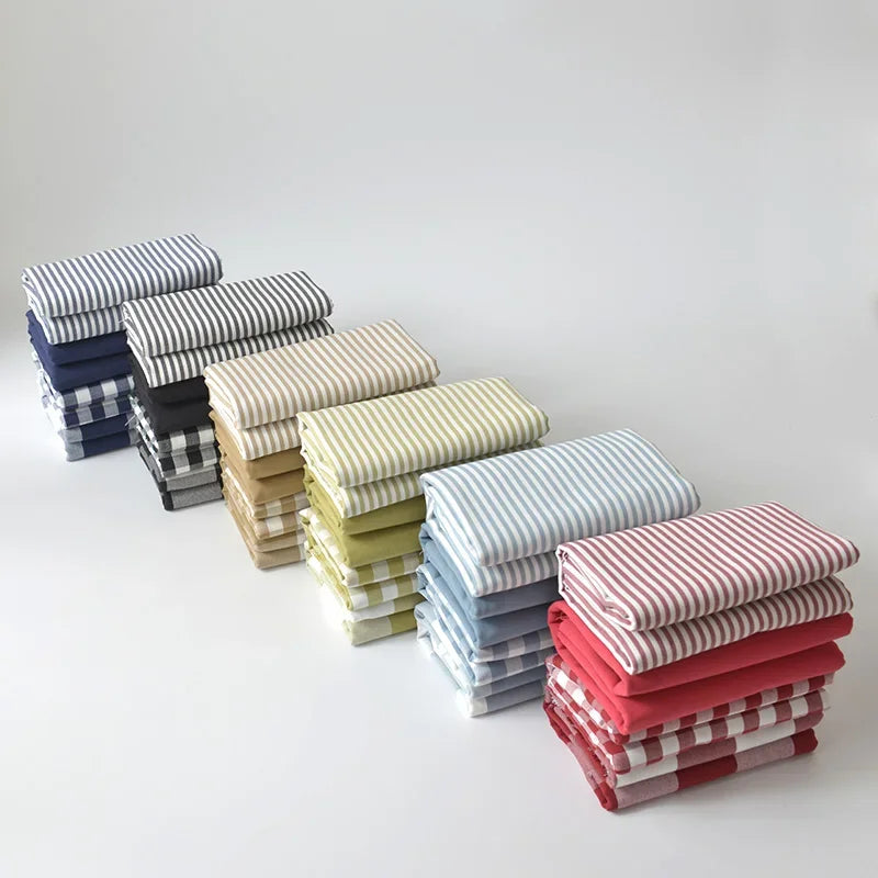 Home Furnishings Tablecloths Curtains Cushions Sofas Thickened Yarn Dyed Polyester Cotton Checkered Stripes Solid Colors Fabric