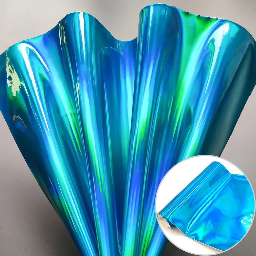 20*120CM Roll Hologram Iridescent Rainbow Laser PU Leather Fabric Craft Cloth DIY Handmade Color Change