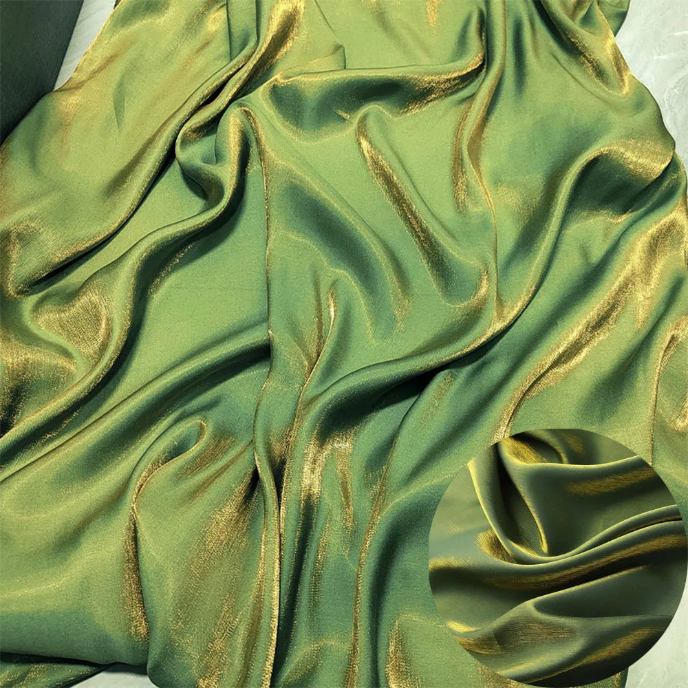 Holographic Gradient Satin Fabric 150cm Wide Iridescent Silk For Wedding Dress Bridal Veil Prom Gown DIY Sewing Hanfu Materials