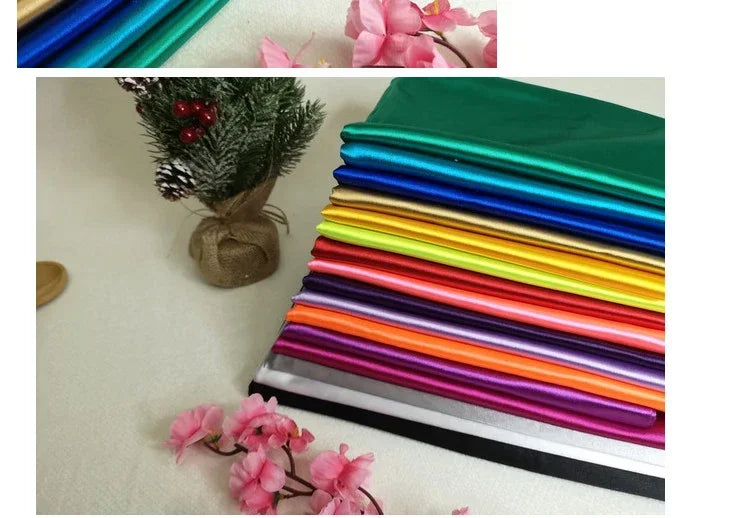 Bright Shiny Stretch Satin Fabric, Spandex Lycra Cloth for Dance Dress, Sports and Yoga Material,Black,White,Blue,By the Meter,
