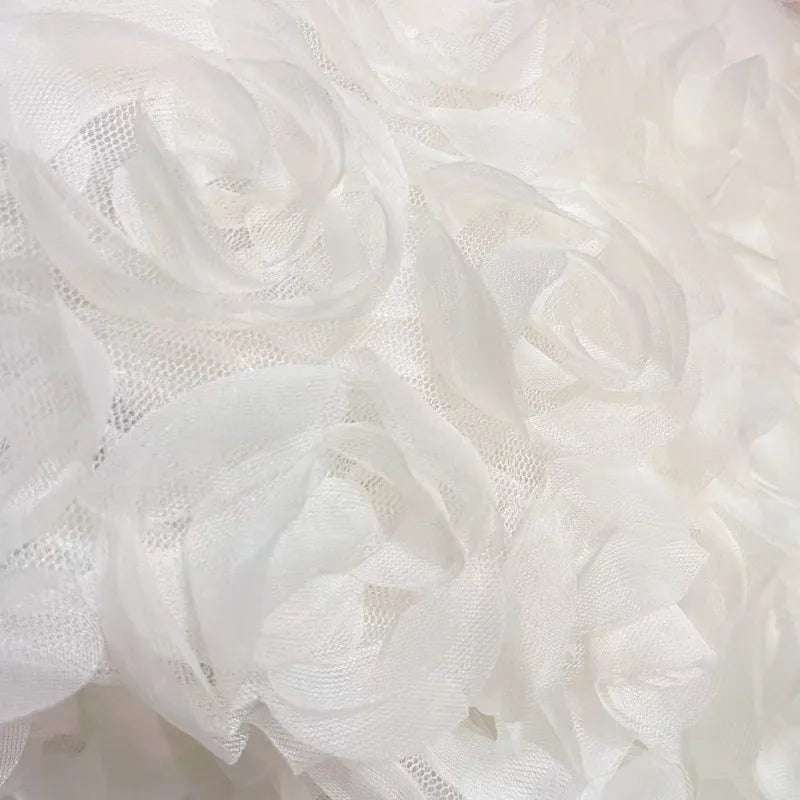 3D Large Rose Embroidered Lace Fabric, Discoloration Flower Children's Applique Clothing, Dress Fashion, RS24458
