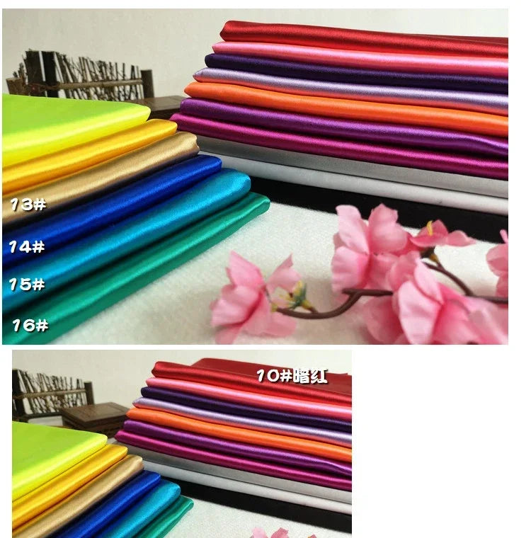 Bright Shiny Stretch Satin Fabric, Spandex Lycra Cloth for Dance Dress, Sports and Yoga Material,Black,White,Blue,By the Meter,