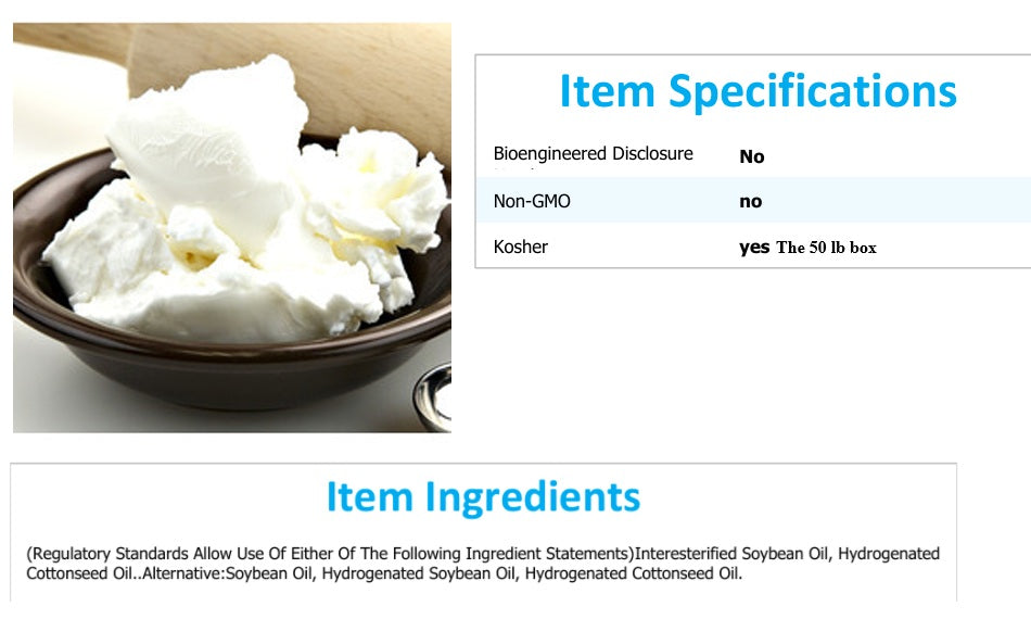 Soy All Purpose Shortening, From 2.5 to 50 lbs