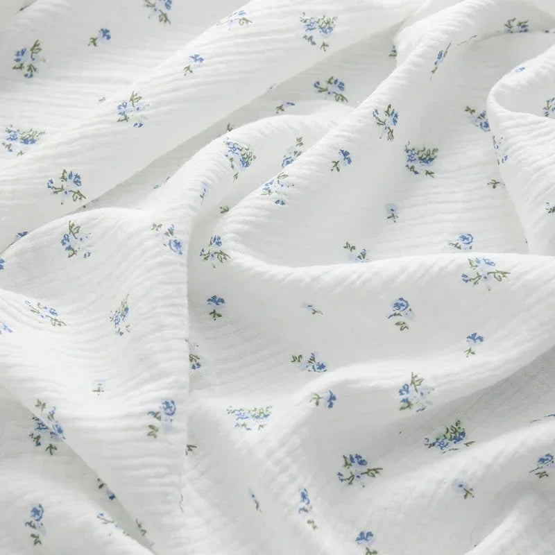 Breathable Pure Cotton Double-Layer Crepe Fabric For Bedding Home Wear Pajama Summer Dress DIY Clothing Cloth 135x50cm/500cm