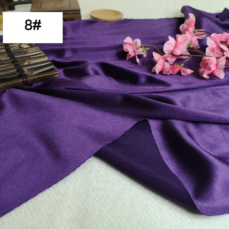 Bright Shiny Stretch Satin Fabric, Spandex Lycra Cloth for Dance Dress, Sports and Yoga Material,Black,White,Blue,By the Meter,