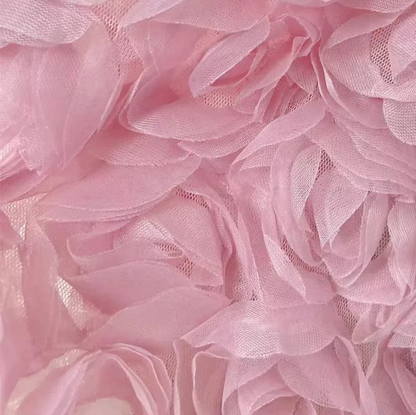 3D Large Rose Embroidered Lace Fabric, Discoloration Flower Children's Applique Clothing, Dress Fashion, RS24458