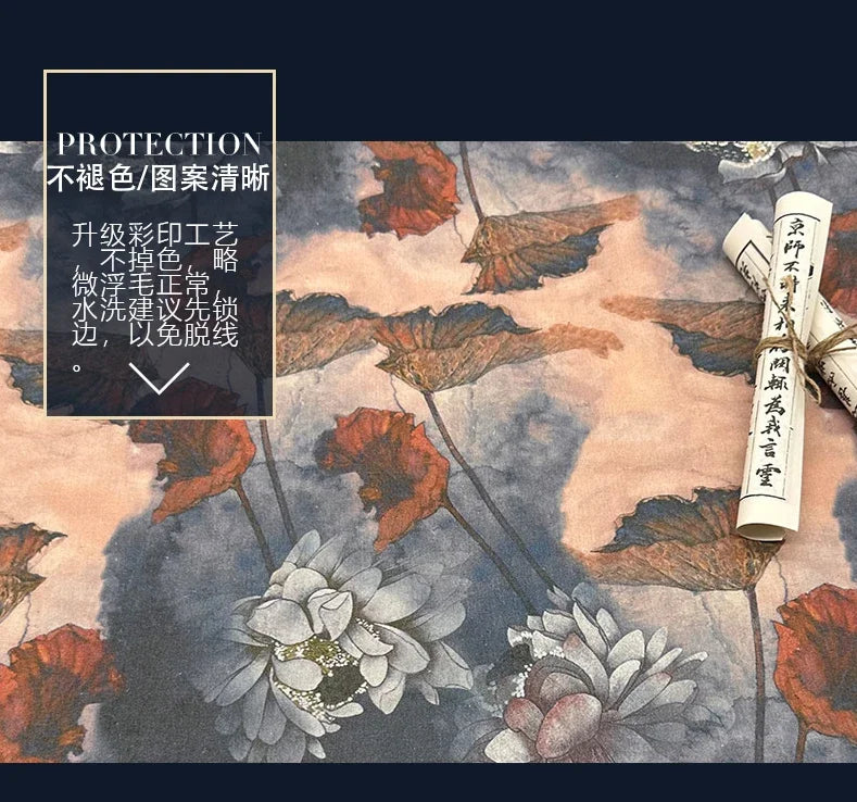 0.5m/1m/2m Encrypted Cotton Linen Retro Chinese Ink Style Fabric For Decorative Cloth Tablecloths Curtains Handmade DIY Fabric