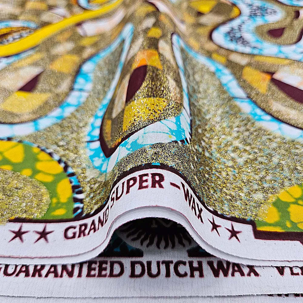 Original Grand super dutch wax fabric, brillante holland glitter wax cloth, for sewing clothes, skirt, wedding and festival deco
