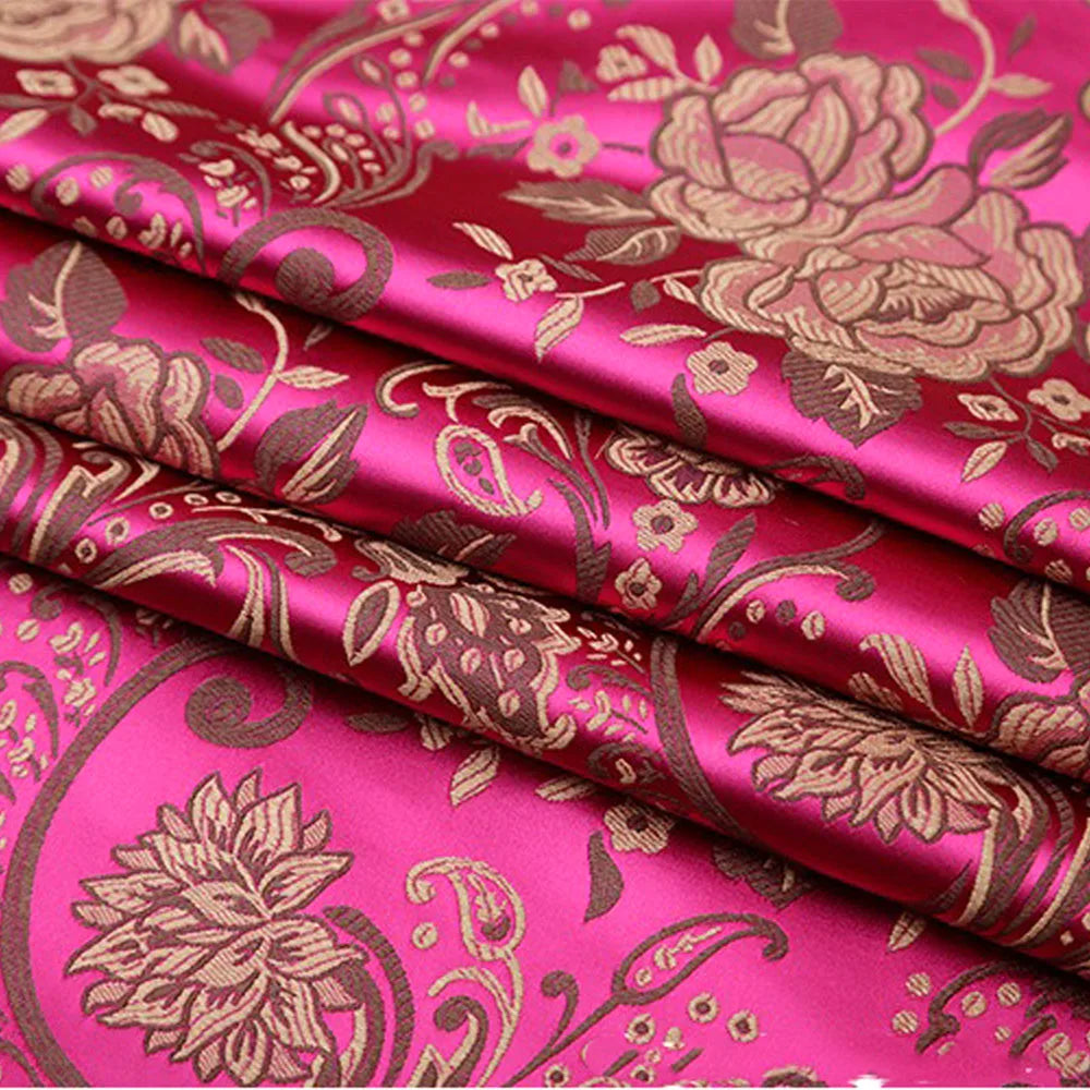 75x50cm Wheat Floral Pattern Damask Silk Satin Brocade Jacquard Fabric DIY Cheongsam Costume Upholstery Curtain Sewing Patchwork
