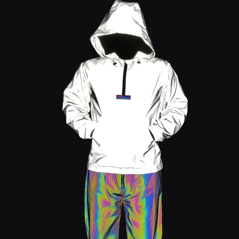 Reflective Magic Fabric Glow in the dark Rainbow Brilliant Reflecting Polyester Fiber Fabric by the yard for DIY Sewing Clothing