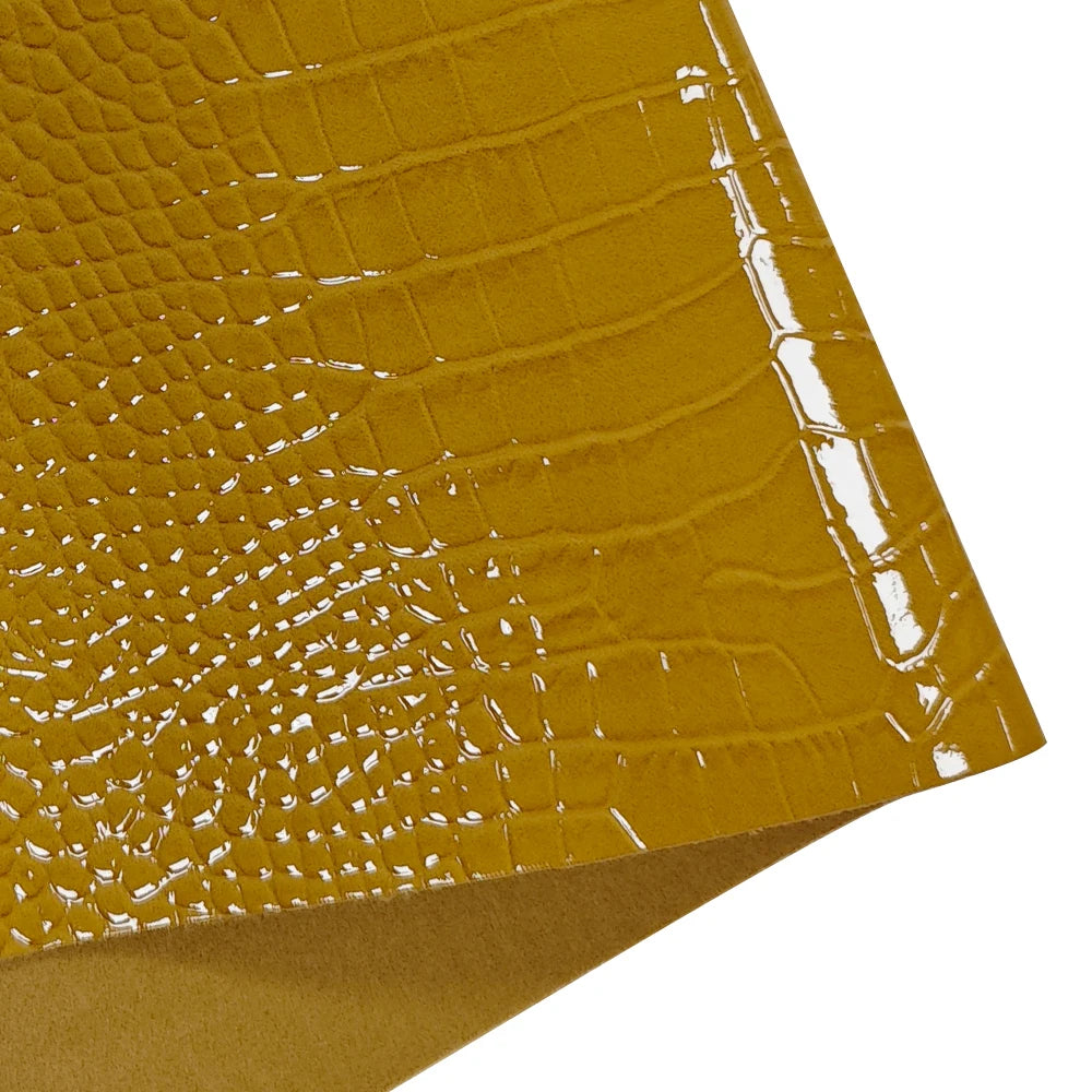 Glossy Embossed Crocodile Texture Faux Leather Roll Synthetic Leather Fabric for Wallets Keychains Making Sewing Crafts Material