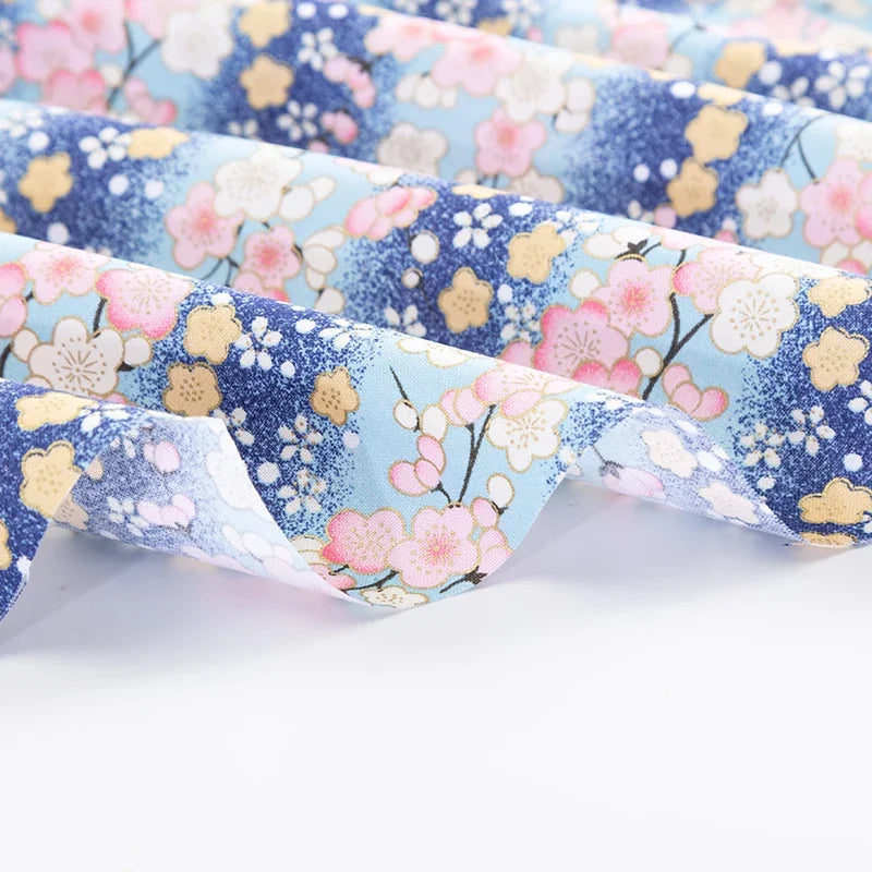 50x145cm Japanese Kimono Bronzed Fabric Sushi Cherry Blossoms Print Cotton Cloth DIY Materials Patchwork Accessories for Sewing