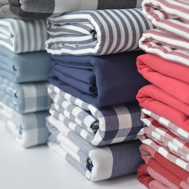 Home Furnishings Tablecloths Curtains Cushions Sofas Thickened Yarn Dyed Polyester Cotton Checkered Stripes Solid Colors Fabric