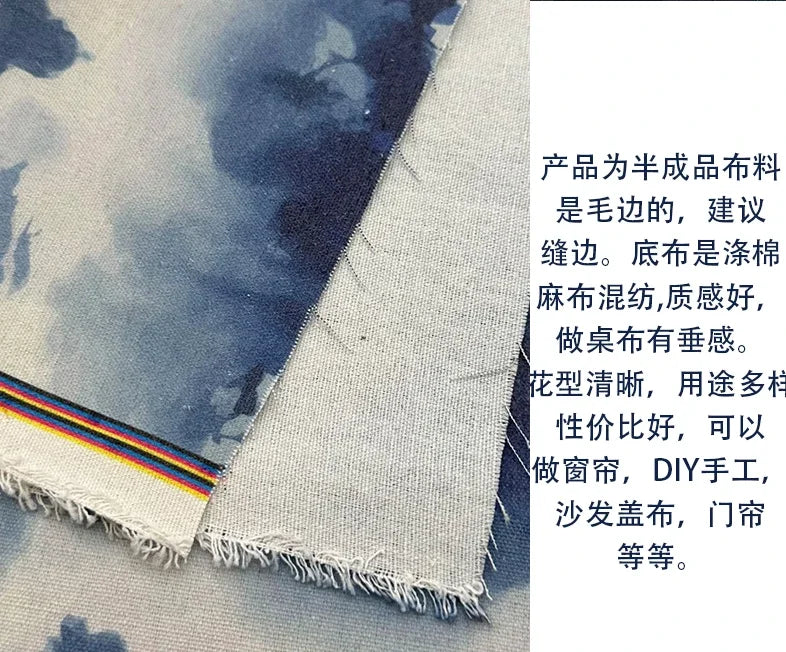 0.5m/1m/2m Encrypted Cotton Linen Retro Chinese Ink Style Fabric For Decorative Cloth Tablecloths Curtains Handmade DIY Fabric