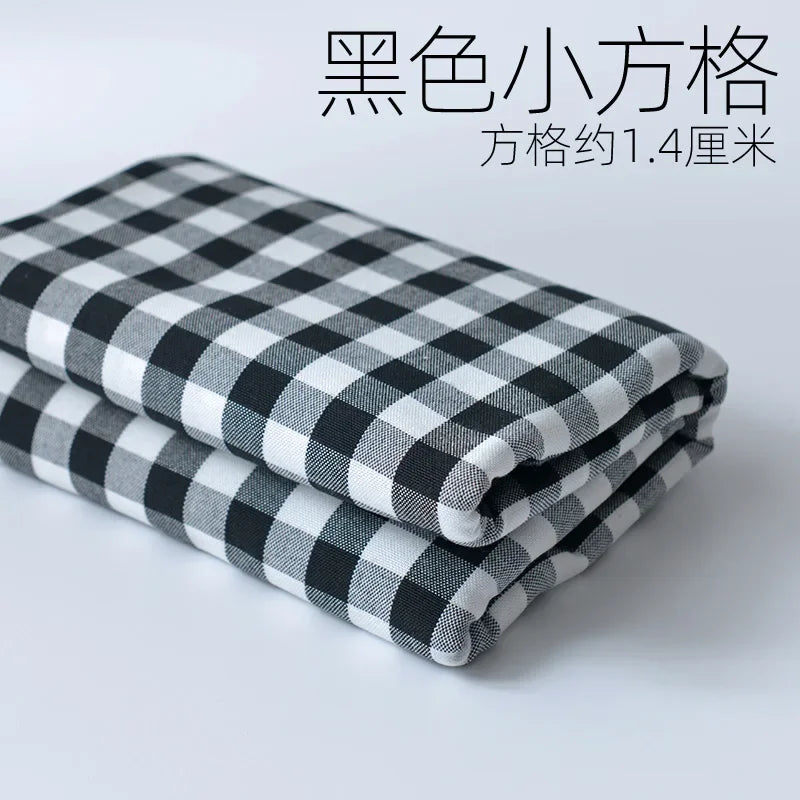 Home Furnishings Tablecloths Curtains Cushions Sofas Thickened Yarn Dyed Polyester Cotton Checkered Stripes Solid Colors Fabric