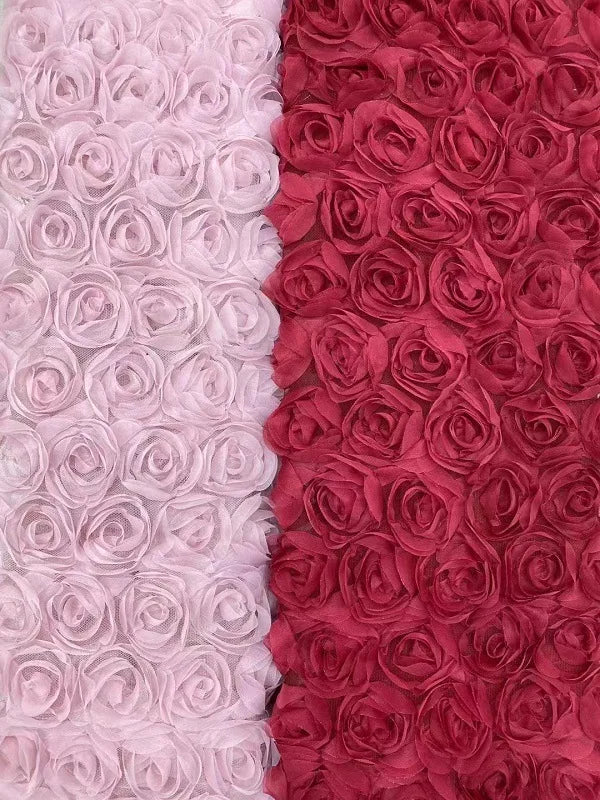 3D Large Rose Embroidered Lace Fabric, Discoloration Flower Children's Applique Clothing, Dress Fashion, RS24458