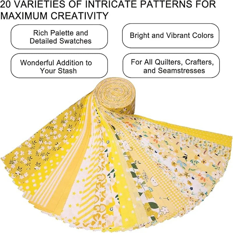 40 pieces of jelly roll fabric strip for quilting, 2.56 × 19.75 inch pre cut printed cotton fabric set, fine fabric quilting str