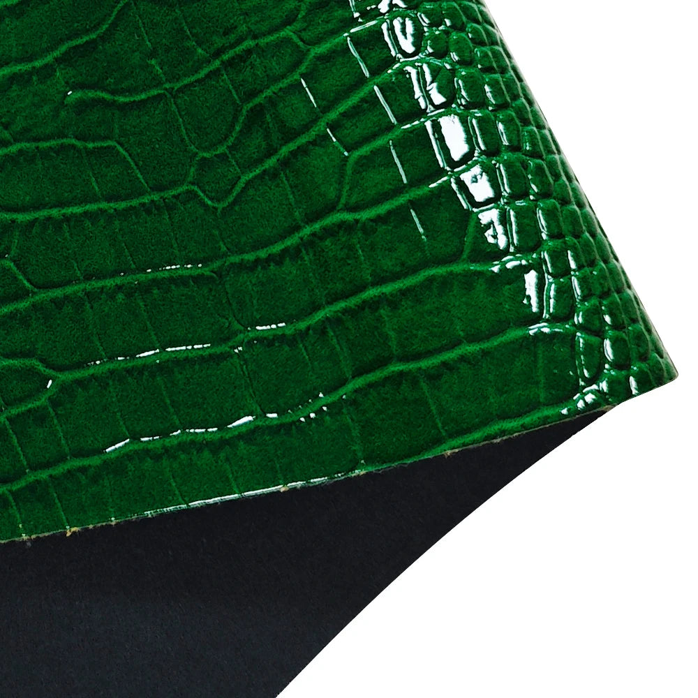 Glossy Embossed Crocodile Texture Faux Leather Roll Synthetic Leather Fabric for Wallets Keychains Making Sewing Crafts Material