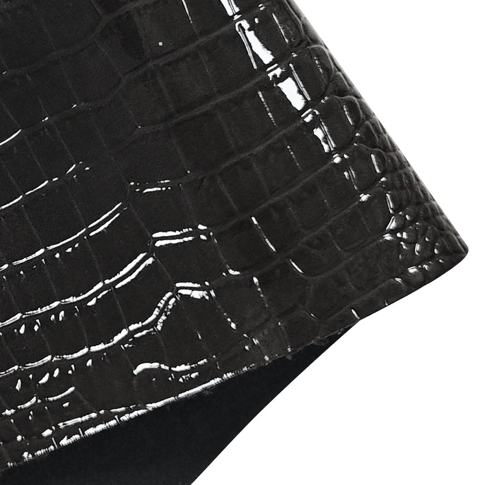 Glossy Embossed Crocodile Texture Faux Leather Roll Synthetic Leather Fabric for Wallets Keychains Making Sewing Crafts Material