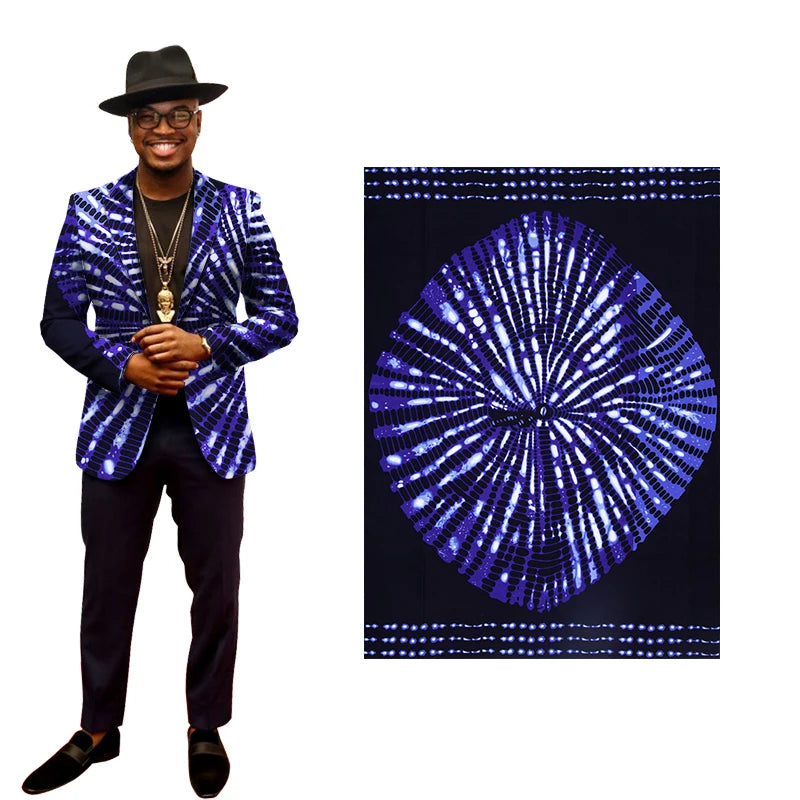 African Cotton Fabric Ankara Dresses Nigerian Fashion Batik Blue Fabrics 3/6 Yards/Lot Material 24fs1594
