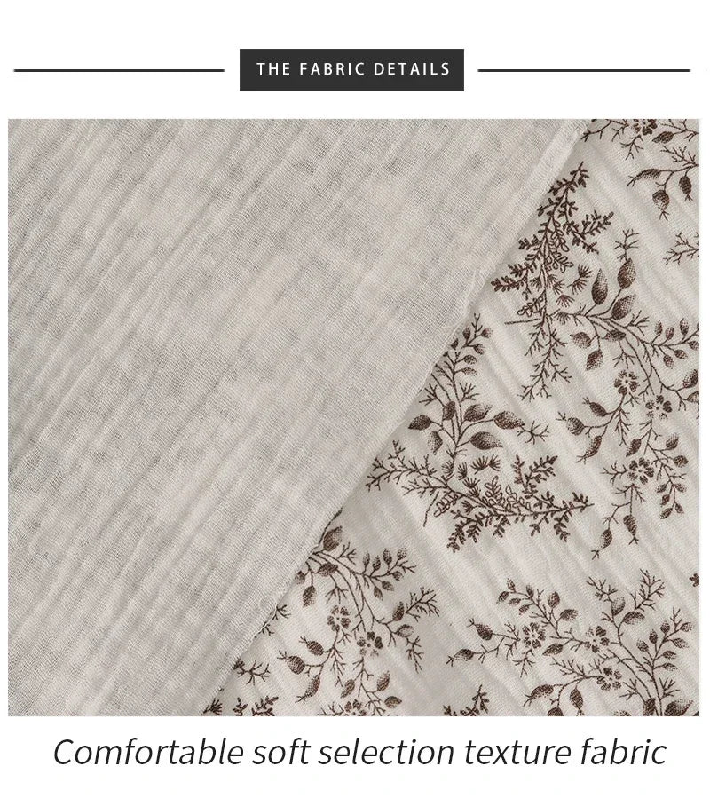 Breathable Pure Cotton Double-Layer Crepe Fabric For Bedding Home Wear Pajama Summer Dress DIY Clothing Cloth 135x50cm/500cm