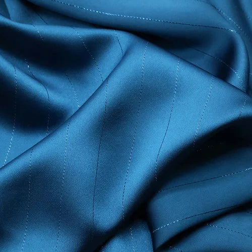 High End Bright Silk Striped Imitation Acetic Acid Fabric Satin Glossy Silk Smooth Drape Feeling Suit Dress Pants Fabric