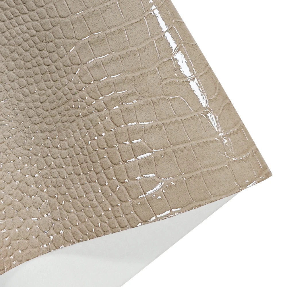 Glossy Embossed Crocodile Texture Faux Leather Roll Synthetic Leather Fabric for Wallets Keychains Making Sewing Crafts Material