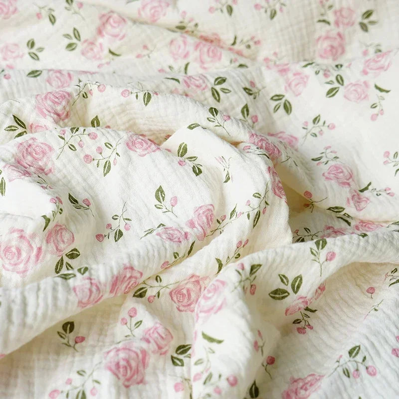 Breathable Pure Cotton Double-Layer Crepe Fabric For Bedding Home Wear Pajama Summer Dress DIY Clothing Cloth 135x50cm/500cm