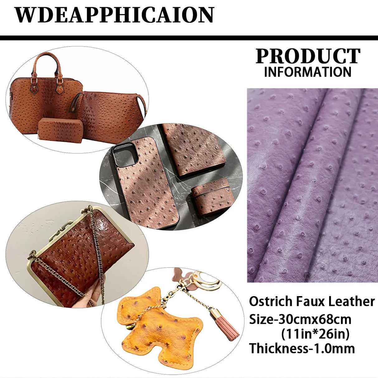 Ostrich Patterned Faux Leather Vinyl Fabric Embossed PVC Raised Particles for DIY Keychain Bags Earrings Sewing Supplies 30x68cm