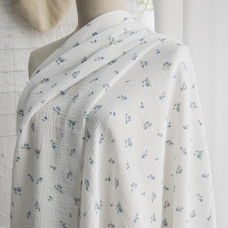 135x50/500cm Pure Color Crepe Double-Layer Cotton Yarn Fabric, Making Soft Pajamas Clothes Fabric DIY Clothing Cloth YHTJ0113