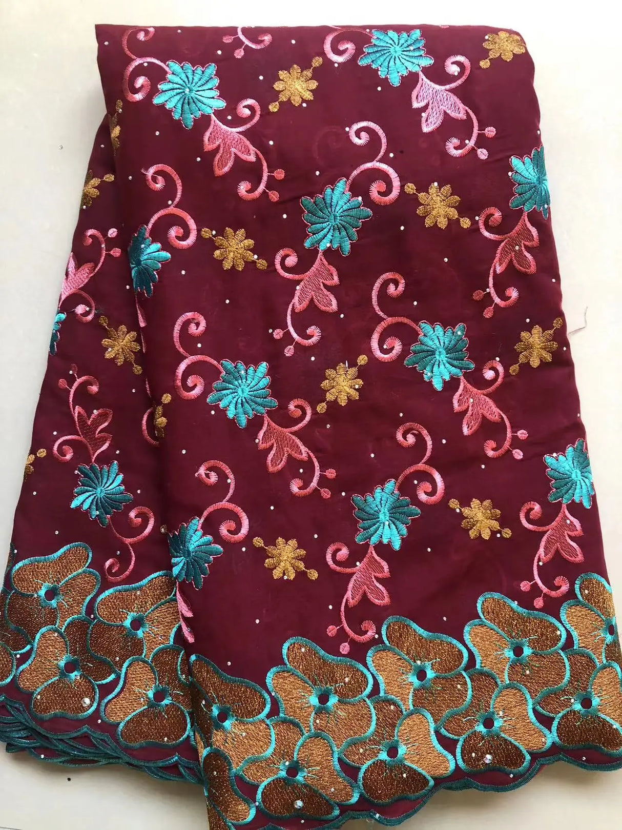 Wholesale Cotton African Lace Fabric 2023 High Quality Swiss Voile Lace Fabric Nigerian Dry Lace Fabrics With Stones Wedding Sew