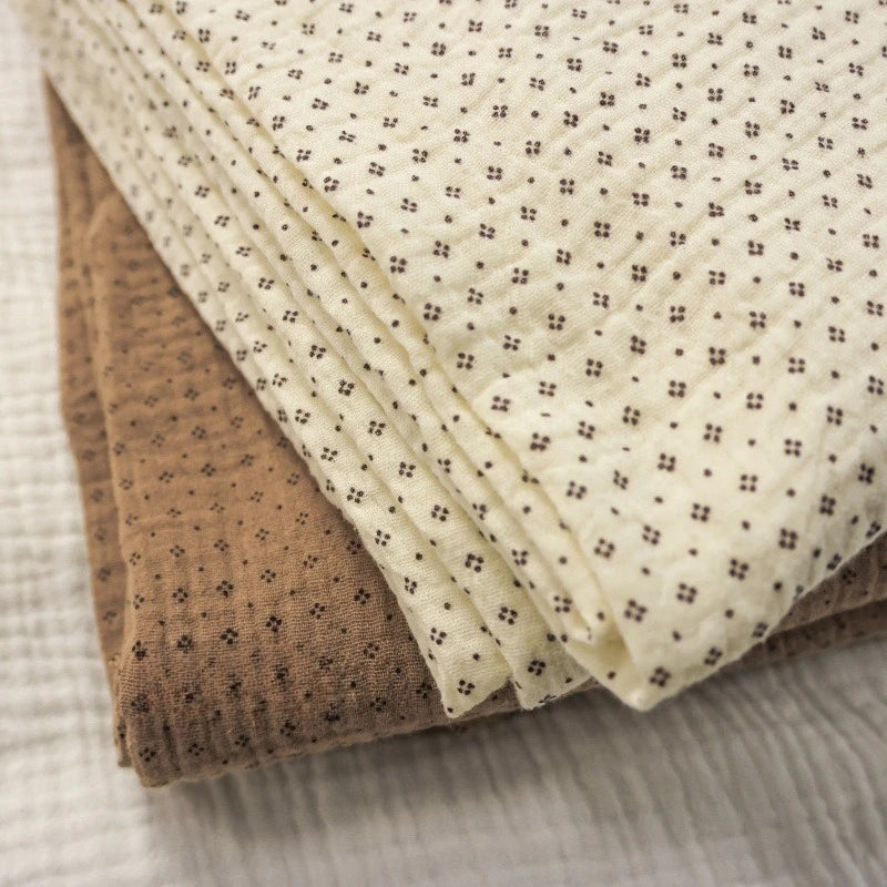 135x50cm Vintage Dot Cotton Double Layer Crepe Baby Bib Drool Scarf Hair Tie Pajamas Towel Sewing Cloth