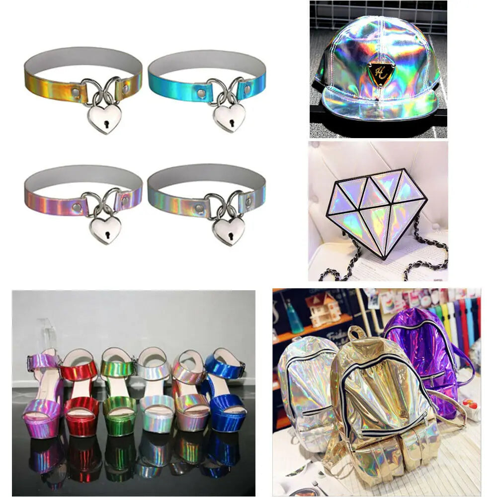 20*120CM Roll Hologram Iridescent Rainbow Laser PU Leather Fabric Craft Cloth DIY Handmade Color Change