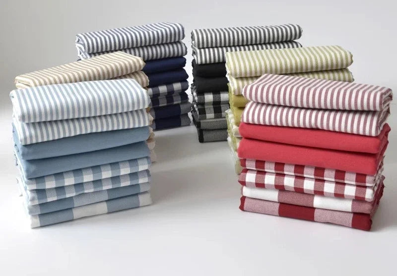 Home Furnishings Tablecloths Curtains Cushions Sofas Thickened Yarn Dyed Polyester Cotton Checkered Stripes Solid Colors Fabric