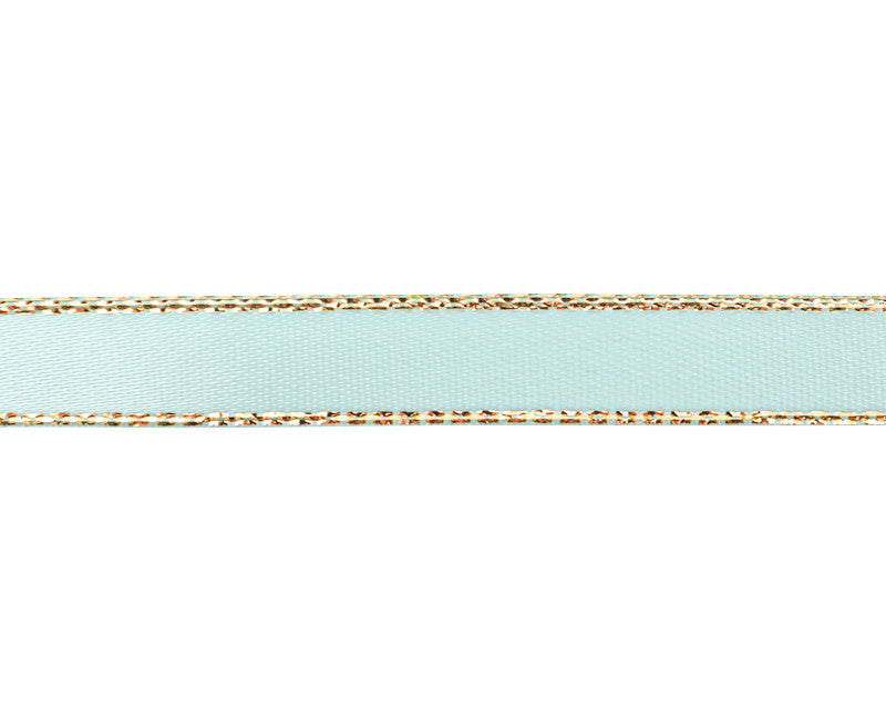 3/8"x50 yard Aqua Satin Gift Ribbon with Gold Edge - Pack of 15 Rolls