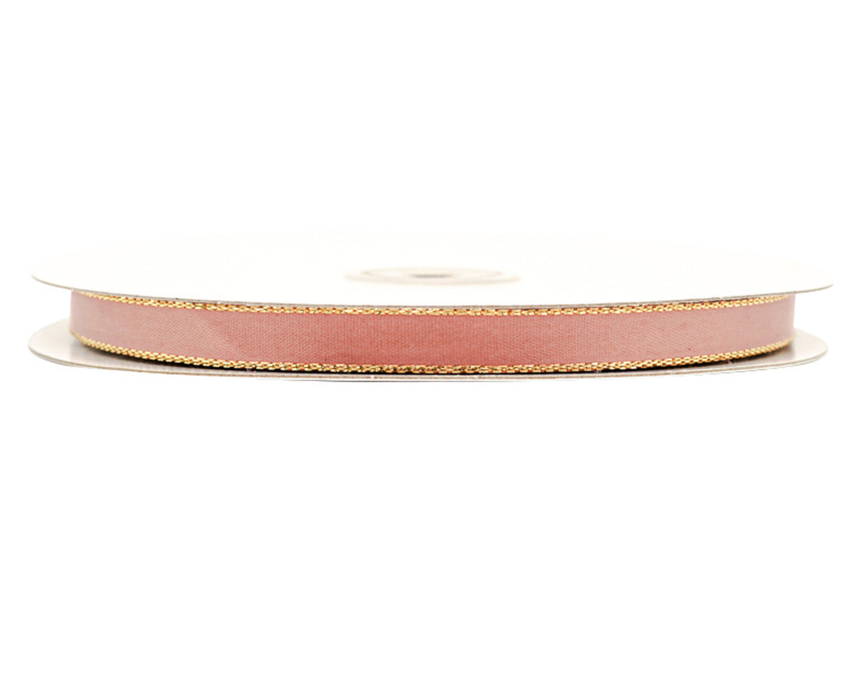 3/8"x50 yard Blush Satin Gift Ribbon with Gold Edge