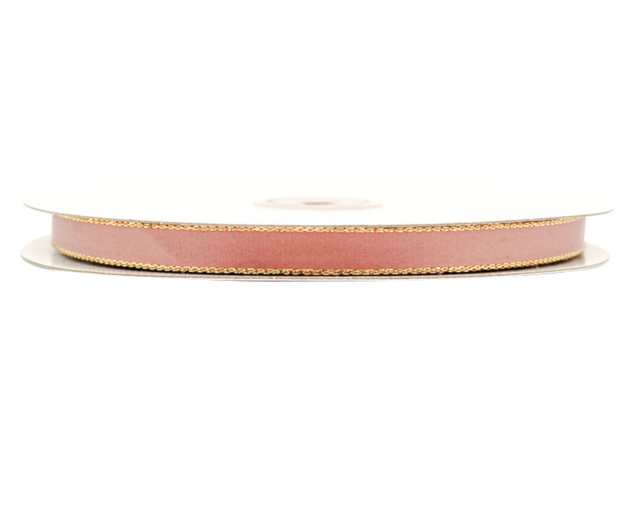 3/8"x50 yard Blush Satin Gift Ribbon with Gold Edge
