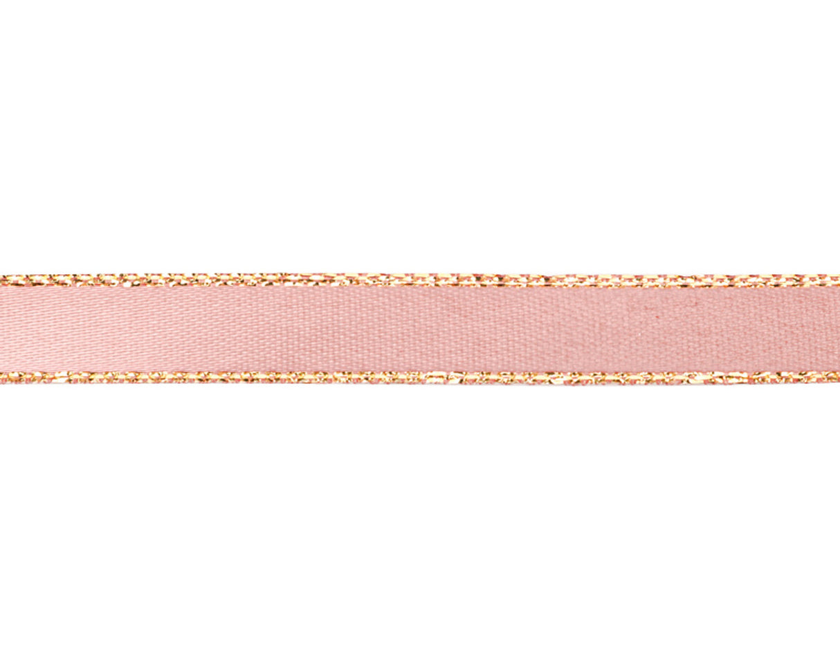 3/8"x50 yard Blush Satin Gift Ribbon with Gold Edge