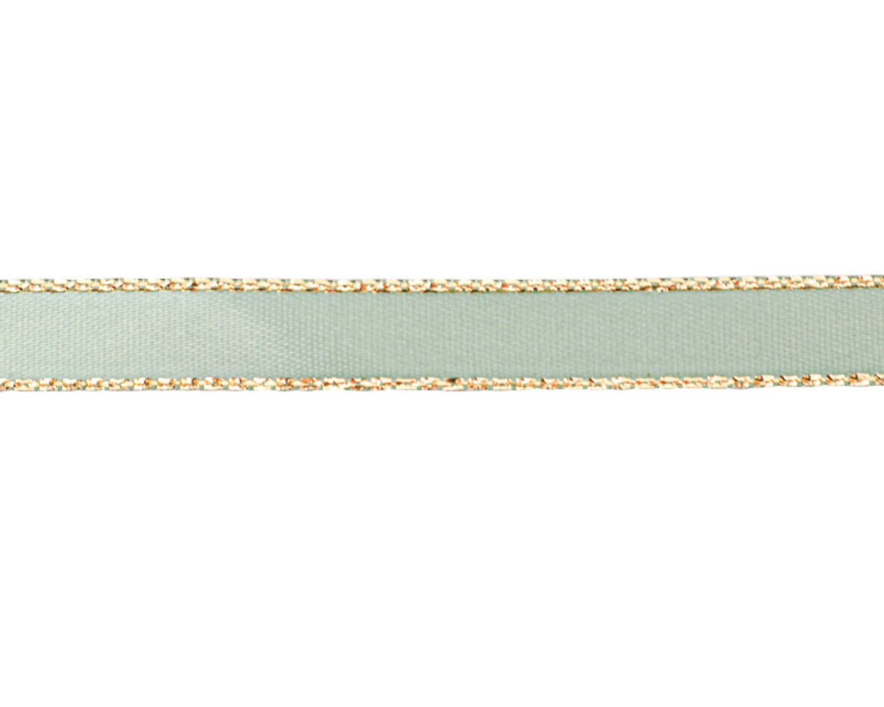 3/8"x50 yard Sage Green Satin Gift Ribbon with Gold Edge