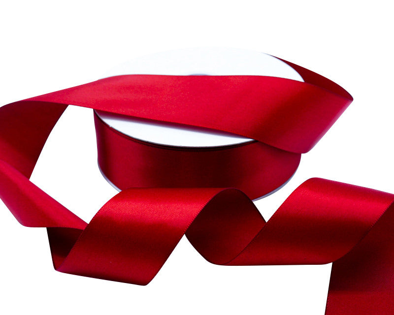 1.5"x50 yard Scarlet Red Polyester Satin Gift Ribbon - Pack of 5 Rolls